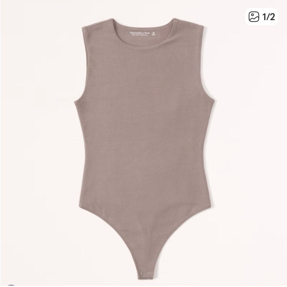 Abercrombie cotton seamless bodysuit tan